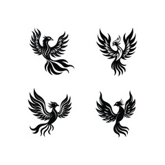 Naklejka premium A stunning vector illustration of a Phoenix fire bird and character design, perfect for digital art projects, branding, and more.
