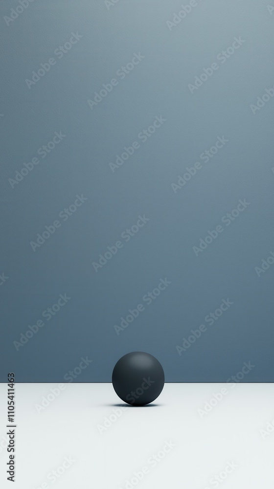 Poster minimalist sphere on blue background abstract design simple geometry clean lines studio shot