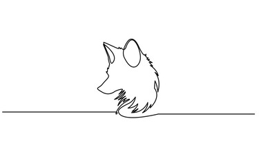 Fox continuous one line drawing vector illustration, One continuous line design silhouette of fox. Hand drawn minimalism style, Vector illustration, continuous line drawing of a fox.