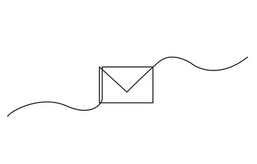 Single continuous line drawing of a paper envelope .   Concept of e-mail messages, sending an information bill . Vector Editable Illustration, Continuous line drawing of an envelope.