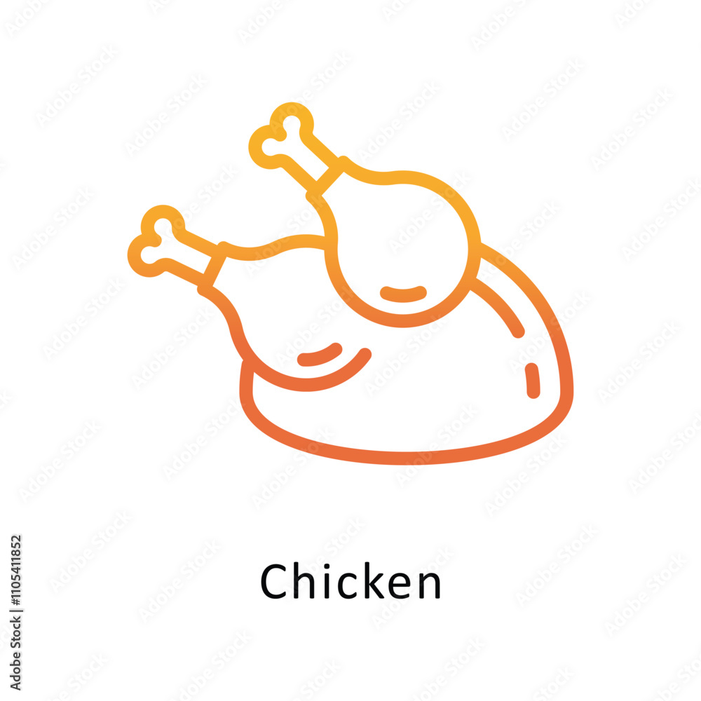 Poster chicken vector outline gradient icon.eps 10 file