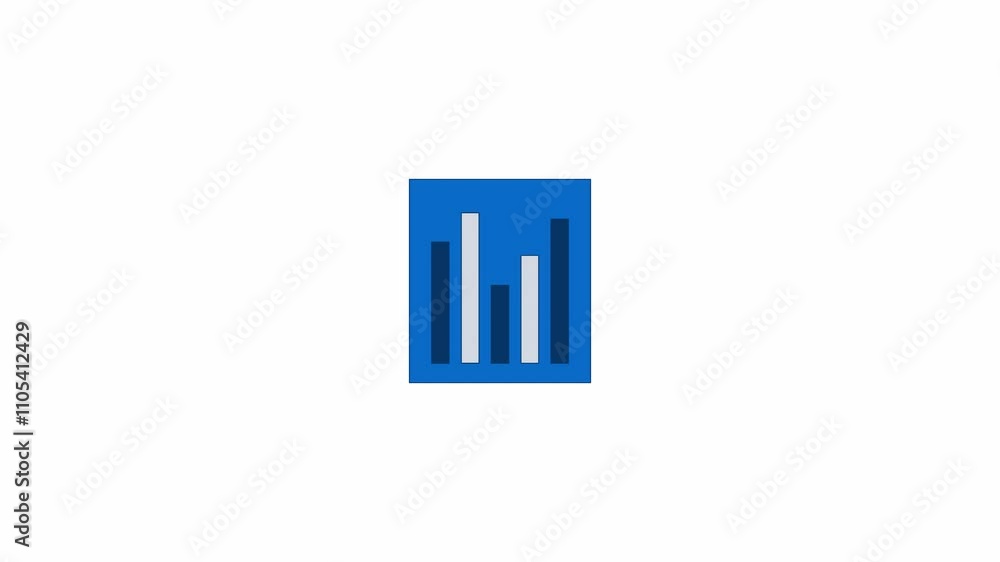 Poster vertical bar chart visualization 2d object animation. statistical, financial presentation cartoon 4k