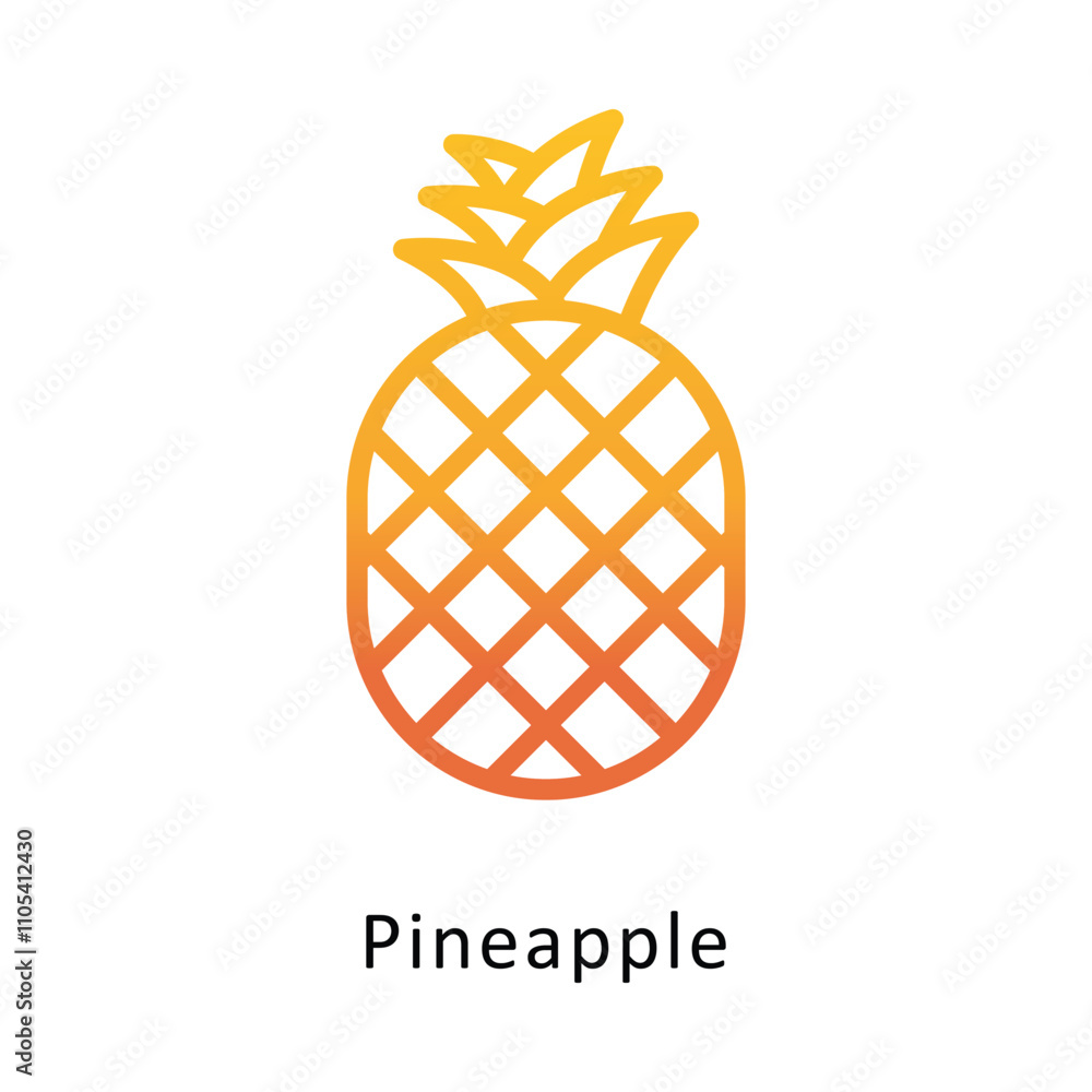 Poster pineapple vector outline gradient icon.eps 10 file