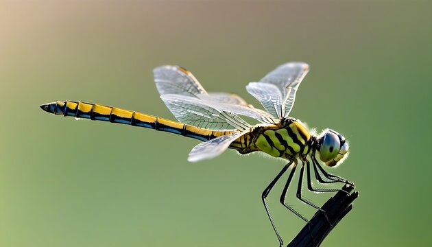Close-up photo of dragonfly, capturing the tranquility of nature.