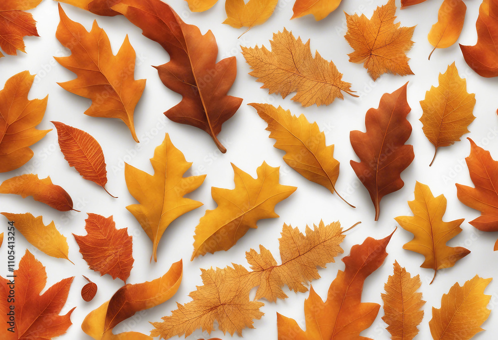 Poster autumn leaves border garlands set isolated on transparent background elements collection colorful or