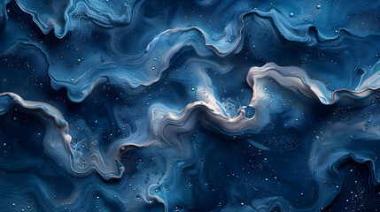 Fototapeta premium Abstract Blue Liquid Swirls and Glitter Background