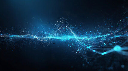 Abstract blue background, technology background, neon light artwork, glowing lines design.