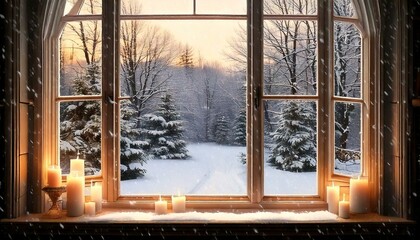 Fototapeta premium view from the window of a pleasant snowfall 