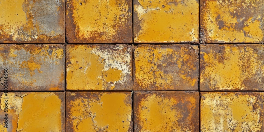 Aufkleber Rusty yellow building tiles texture showcases a unique, weathered appearance. This rusty yellow building tiles texture adds character and depth to any design project or artistic creation.