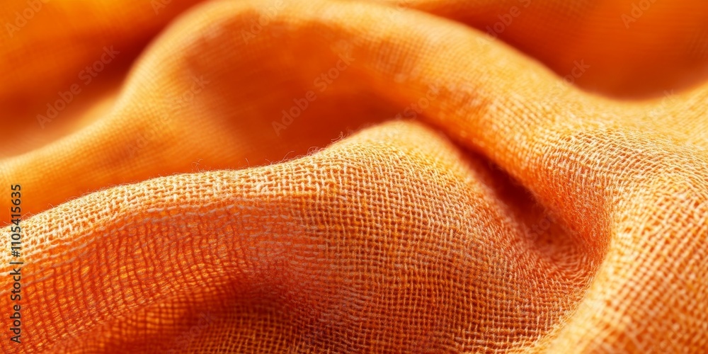 Poster close up view showcasing vibrant fabric texture, highlighting an intricate orange fabric texture pat