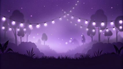 Naklejka premium Dreamy Evening Party with String Lights and a Purple Sky