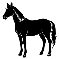  A detailed vector artwork of a domestic herbivore horse, ideal for farm, nature, and wildlife themes. Perfect for creative and commercial use