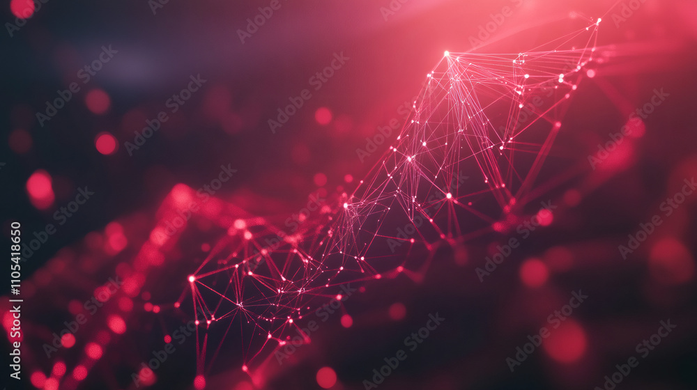 Aufkleber Futuristic red plexus structure with illuminated lines connecting points, perfect for technology and communication concepts