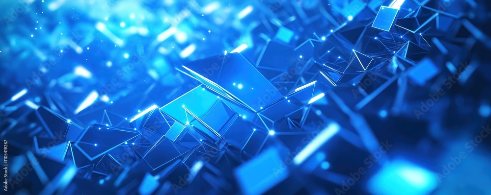 Poster abstract tech background shows blue geometric shapes. modern tech illustration. futuristic design. d