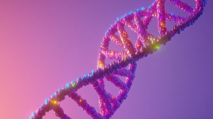 Colorful Abstract DNA Helix Structure on a Gradient Background Representing Genetic Science and Biological Research Innovations in Biotechnology and Medicine