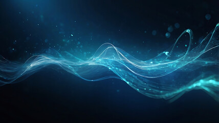 Abstract blue background, technology background, neon light artwork, glowing lines design.