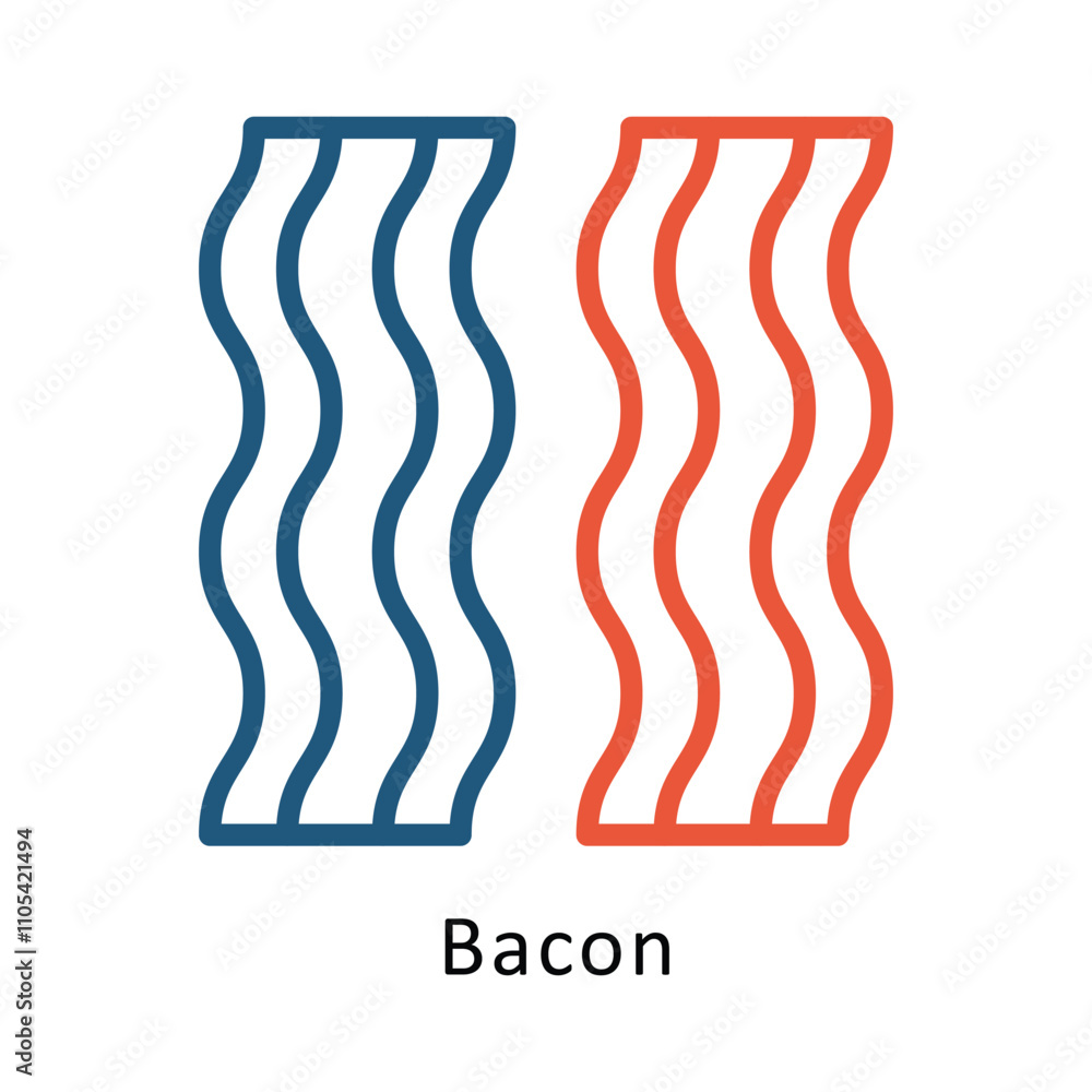 Poster bacon vector two colors icon. eps 10 file