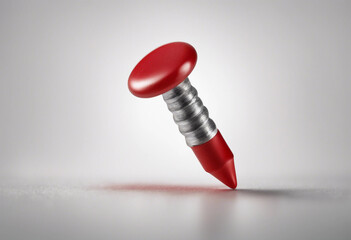 Red drawing pin isolated on white transparent background