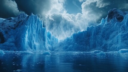 Fototapeta premium A towering ice wall in a frigid arctic landscape