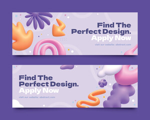 Obraz premium Colorful Abstract Design Banners with 3D Shapes