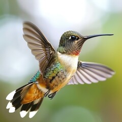 Fototapeta premium Bee Hummingbird on White Background Isolated