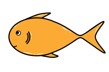 Fish cute doodle small swimming animal inspired by tuna that can be used for sticker, kids book, scrapbook, icon, decorative, e.t.c with aesthetic colorful orange color