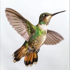 Fototapeta premium Flying hummingbird isolated on white background