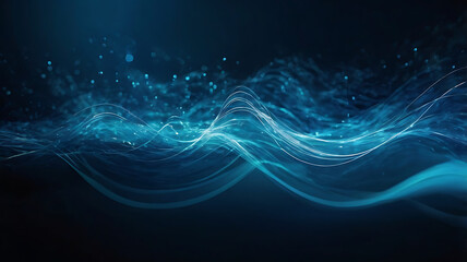 Abstract blue background, technology background, neon light artwork, glowing lines design.