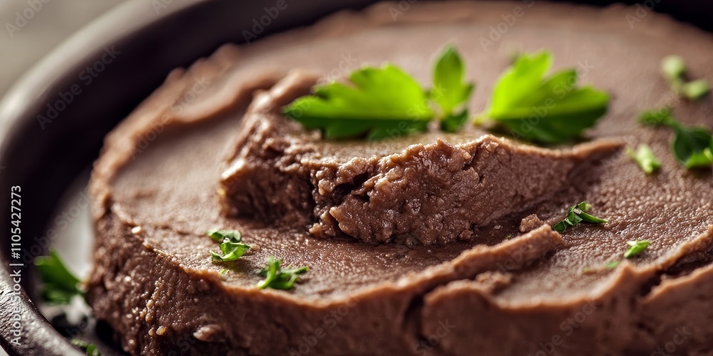 Poster close up of chicken liver pate showcasing its rich texture and color. this macro shot emphasizes the