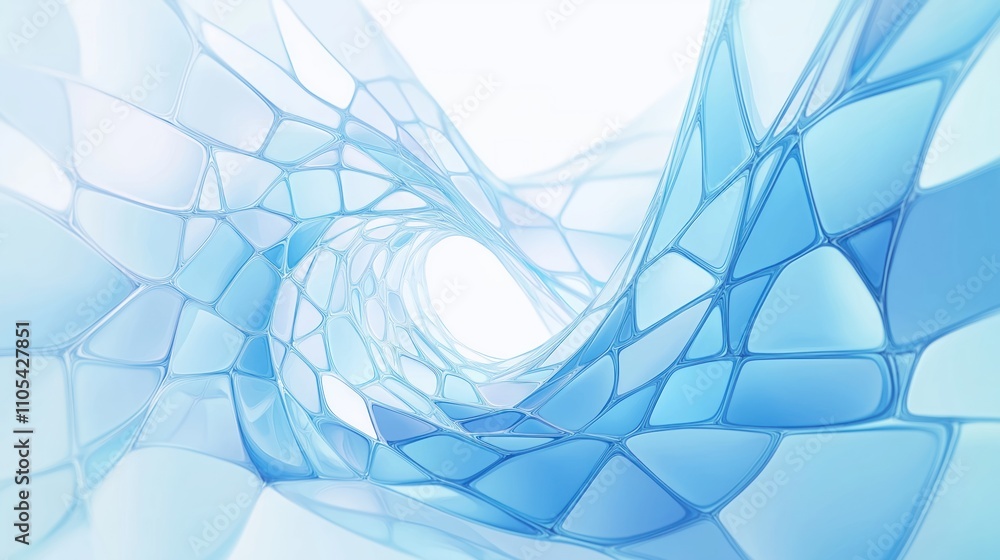 Poster abstract light blue background with transparent gradient. stained glass effect. 3d rendering creates
