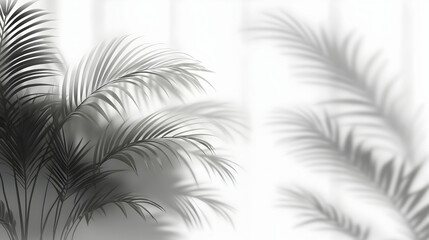Obraz premium Palm Leaf Shadows on a White Background for a Minimalist Aesthetic
