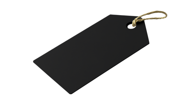 Blank Black Tag isolated on transparent white background, png