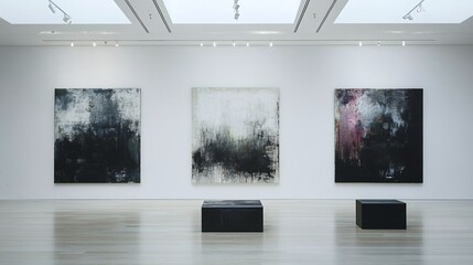 Painting on a white art gallery wall.