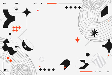 Obraz premium Abstract Geometric Background with Black and Orange Shapes