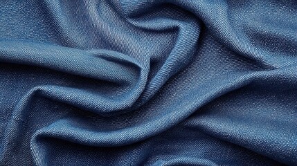 Fototapeta premium Jeans texture and comfortable concept, Close-up of textured blue denim fabric, showcasing its soft, woven patterns and rich color variations.