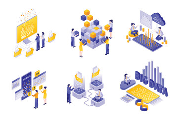 Isometric Illustrations of Big Data Concepts