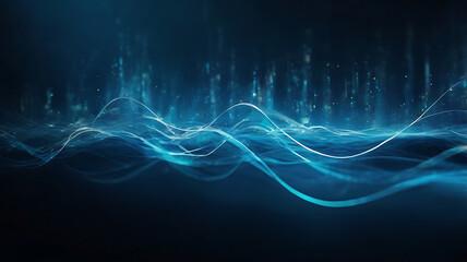 Abstract blue background, technology background, neon light artwork, glowing lines design.