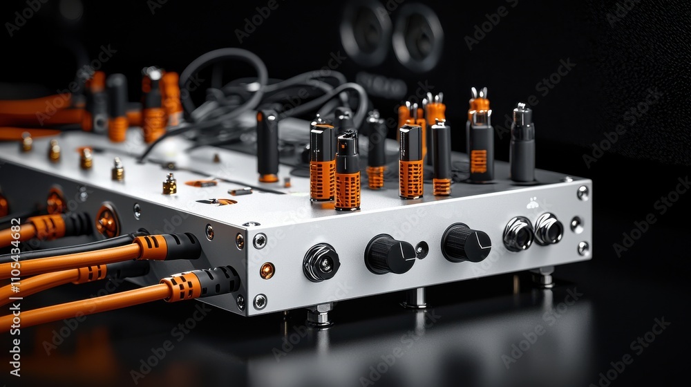 Poster closeup of a cable splitter with multiple outputs home office technology equipment indoor setting ma