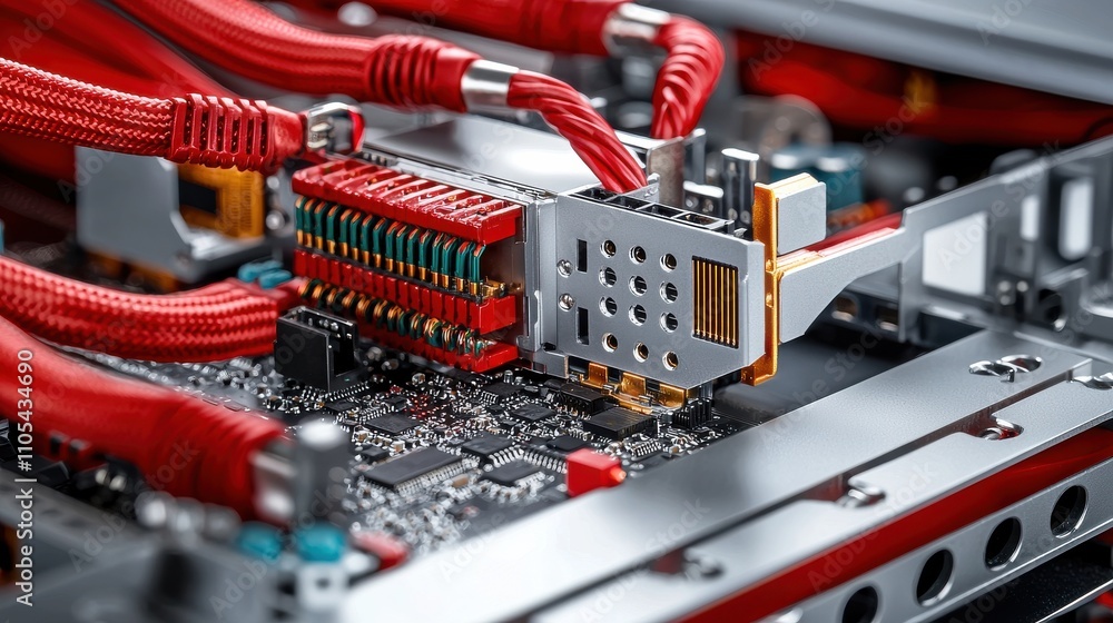 Leinwandbilder Close-up of a cable splitter with multiple outputs technology device electronic components indoor environment macro view focus on connectivity