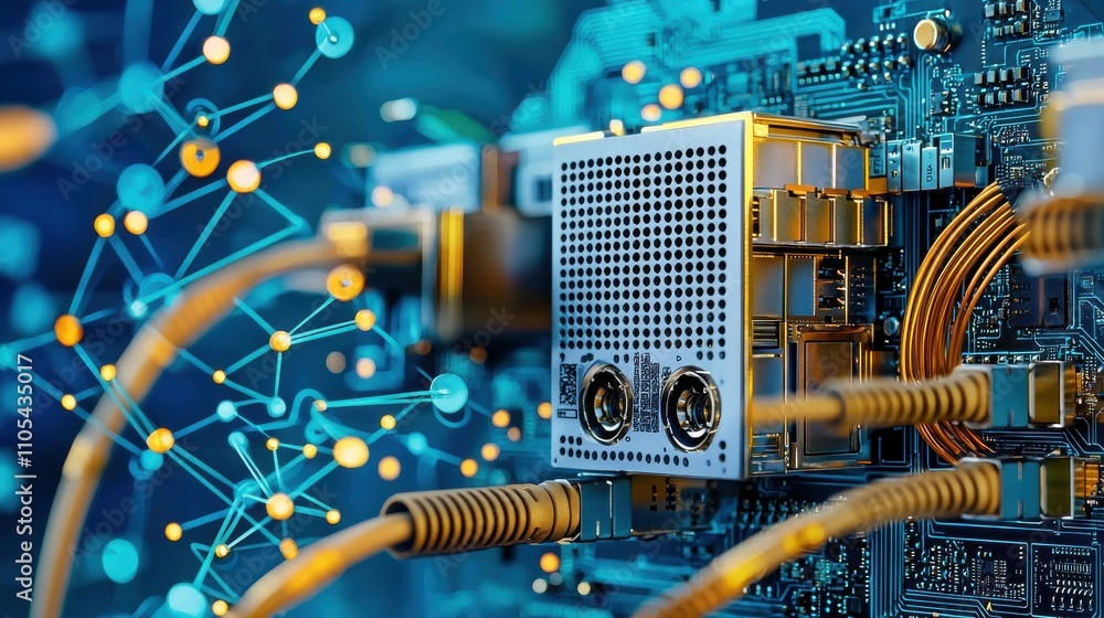 Aufkleber Inspecting a modular power supply unit technology lab closeup image industrial environment detailed view electronic components focus