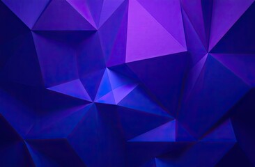 Obraz premium A geometric abstract design featuring sharp, intersecting polygons in vibrant shades of blue and purple, creating a textured, modern, and visually captivating composition