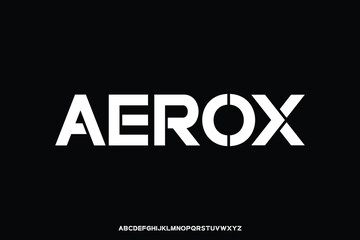 Modern futuristic bold sans serif alphabet display font vector illustration