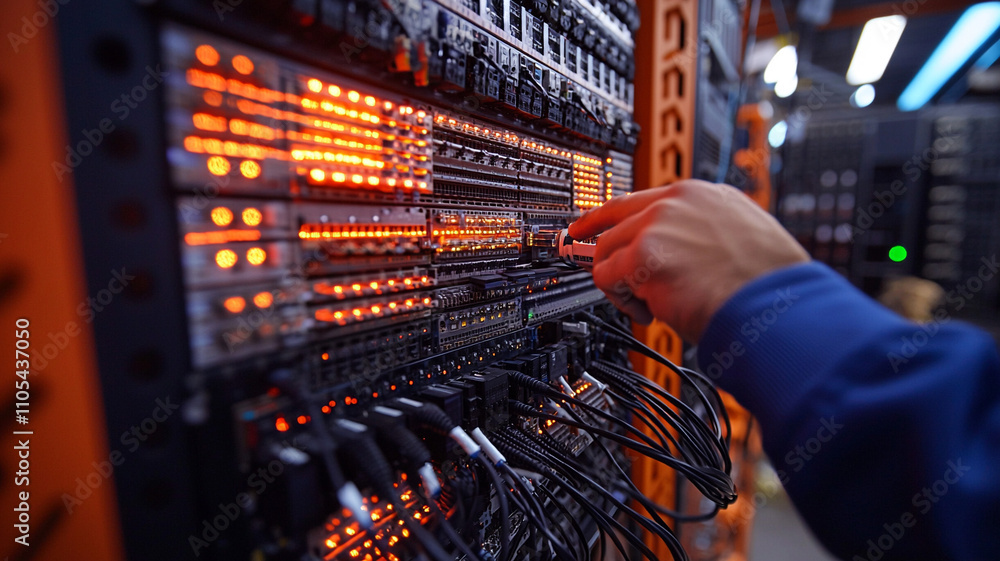 Poster ai generated data center management technology hub digital infrastructure high-tech environment clos