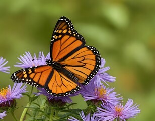 Fototapeta premium monarch butterfly on flower nature concept