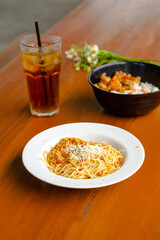 The menu for breaking the fast is spaghetti and rice, wrong beef and iced tea. month of ramadan