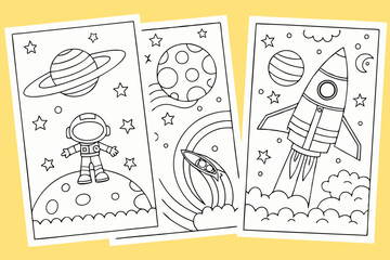 Outer Space-Themed Coloring Pages with Planets and Stars