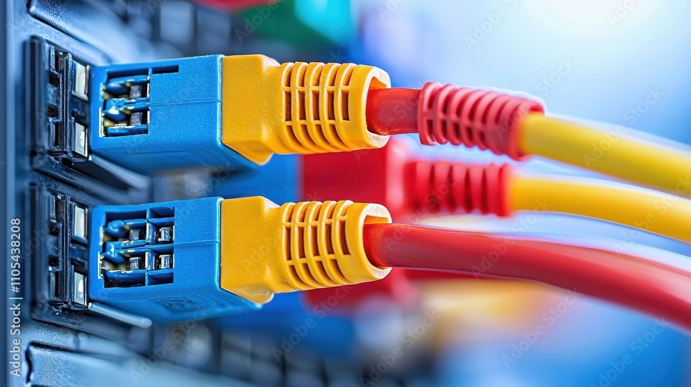 Aufkleber Visualizing twisted pair cables with individual colored wires in low resolution for technology insights