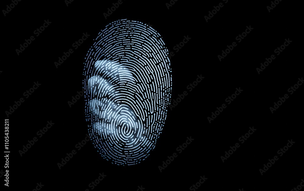 Poster fraud concerns concept. a digital fingerprint design against a dark background, showcasing intricate