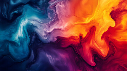 Fototapeta premium Abstract Swirling Vibrant Colors Background, Fluid Dynamic Design with Intense Hues, Digital Art Illustration