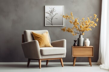 Modern Stylish living room with modern art,   Neutral colors and minimalist design offer a perfect space for relaxation.